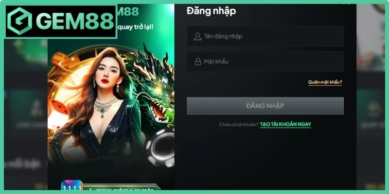 Cụ thể thao tác đăng nhập Gem88 nhanh chóng