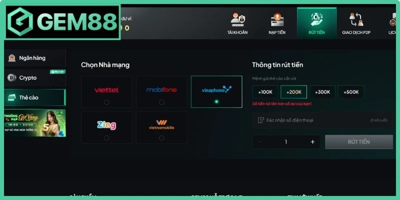 Rút Tiền Gem88 - Hướng Dẫn Chi Tiết Cách Giao Dịch An Toàn 3 Một số lỗi giao dịch người chơi nên biết